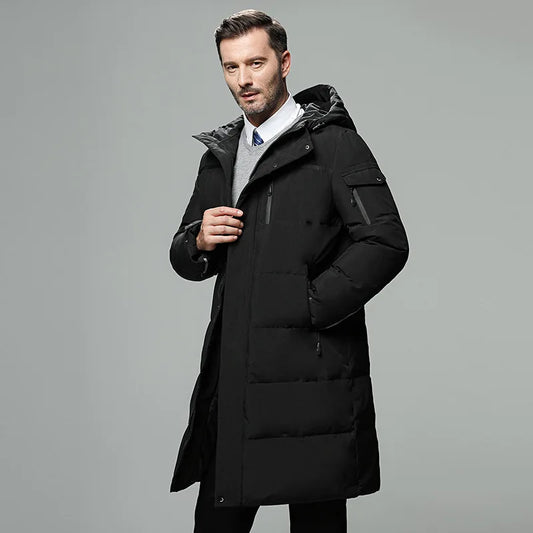 Men's Long Parkas Oversized Thick Male Coat High Quality Fleece Casual Padded Jackets Men Warm Jacket